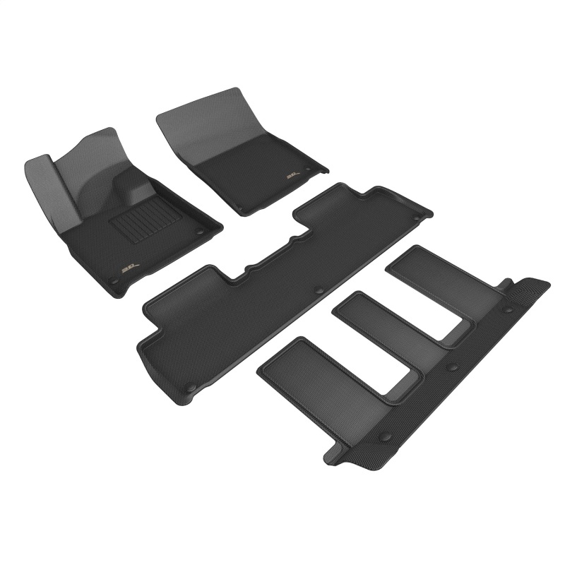 Rivian R1S Floor Mat Set - Front + Rear - 3D MAXpider - Kagu - Black - `25-`26